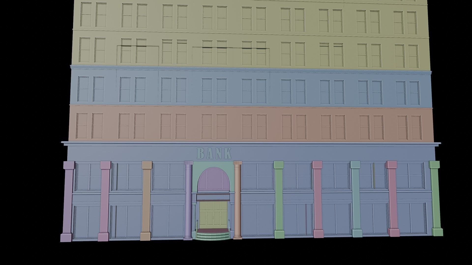 BANK BUILDING Low-poly 3D model_10