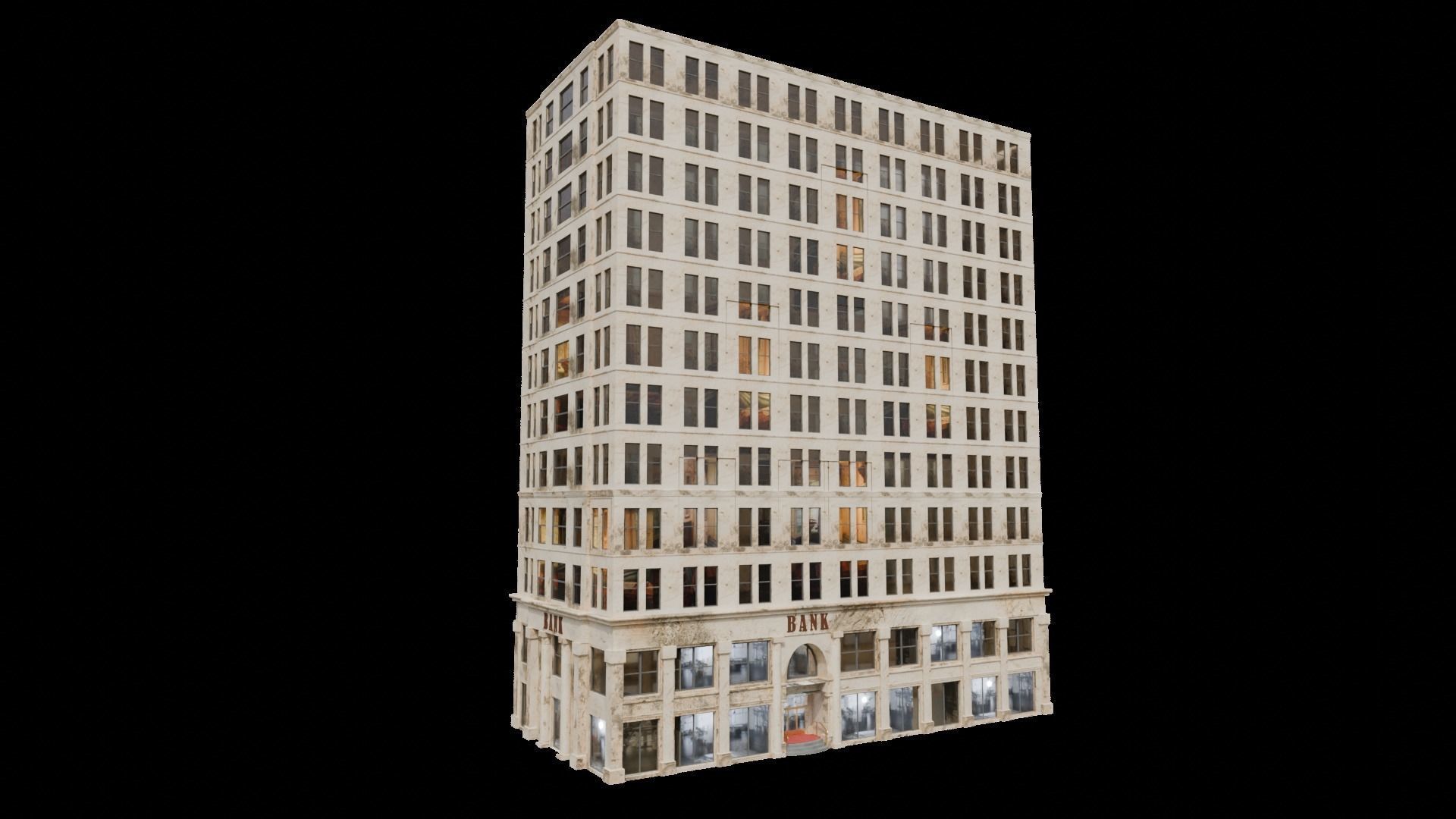 BANK BUILDING Low-poly 3D model_2