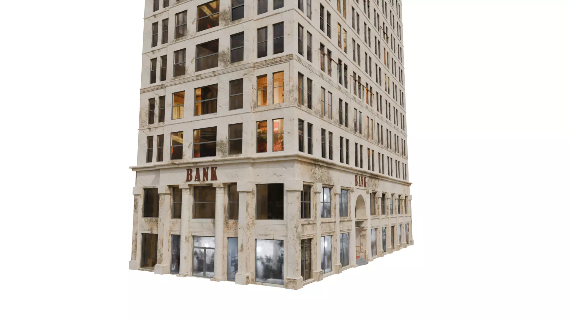 BANK BUILDING Low-poly 3D model_0
