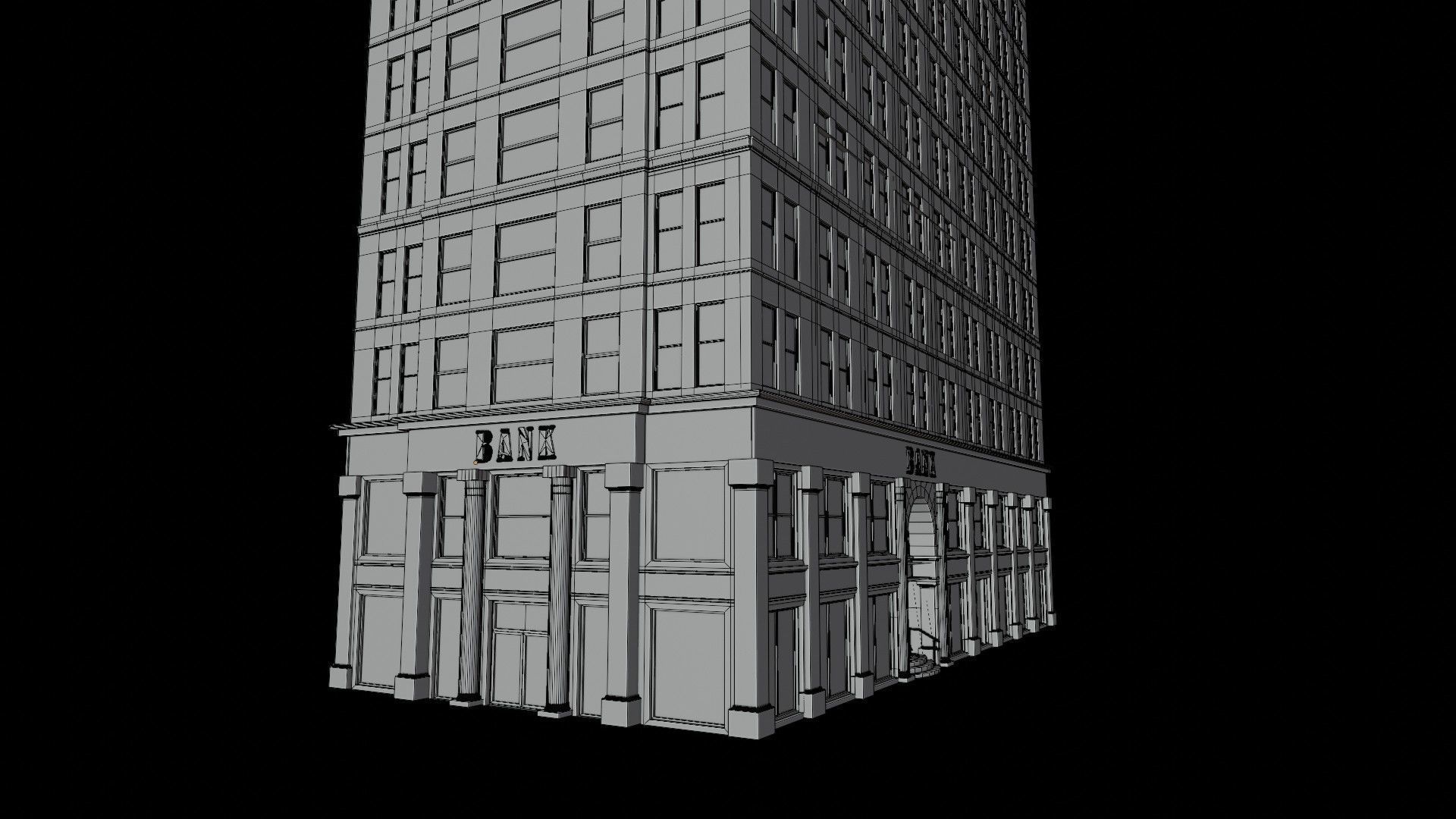 BANK BUILDING Low-poly 3D model_12