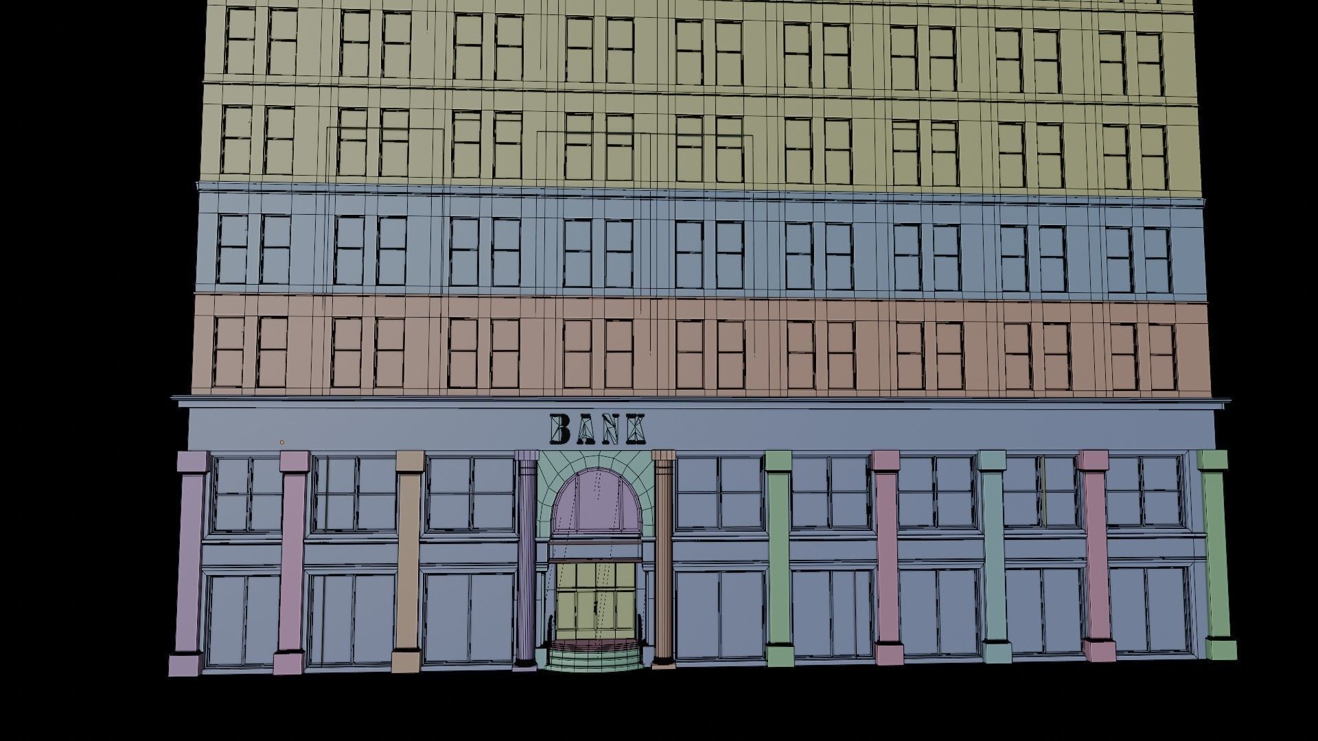 BANK BUILDING Low-poly 3D model_6