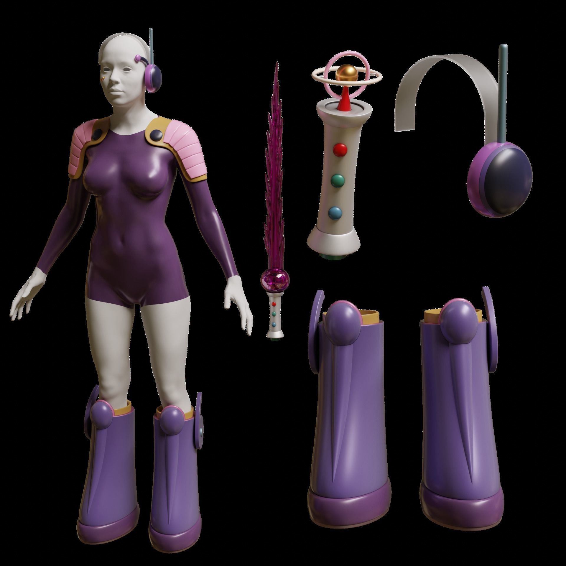ONE PIECE JEWELRY BONNEY HEADPHONE  DOM BOOTS EGGHEAD COSPLAY 3D print model_1