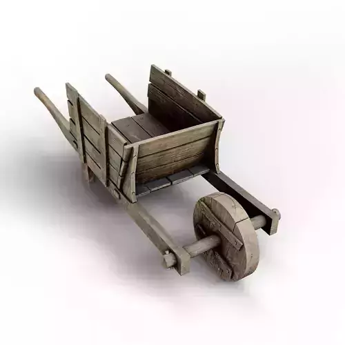 Wooden Wheelbarrow Low-poly 3D model