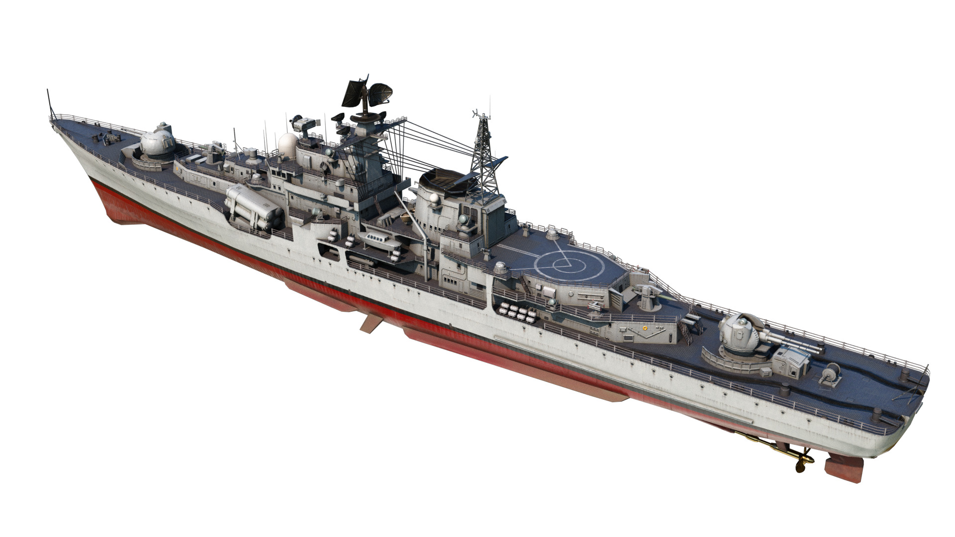 Hangzhou class destroyer DDG136 956EM Sovremenny class destroyer Low-poly 3D model_4