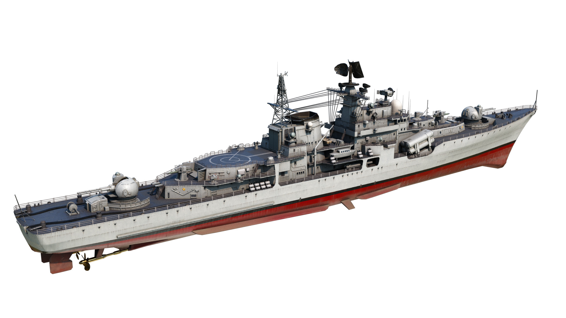 Hangzhou class destroyer DDG136 956EM Sovremenny class destroyer Low-poly 3D model_2