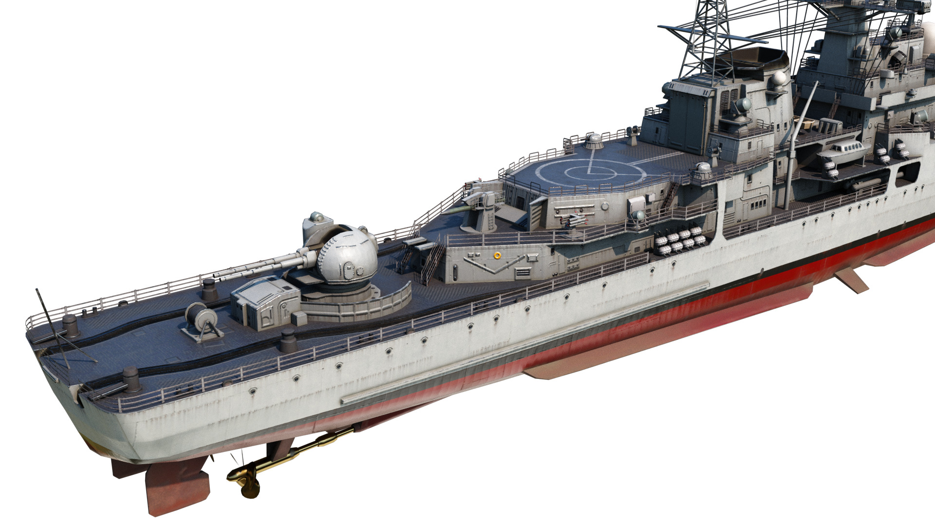 Hangzhou class destroyer DDG136 956EM Sovremenny class destroyer Low-poly 3D model_11