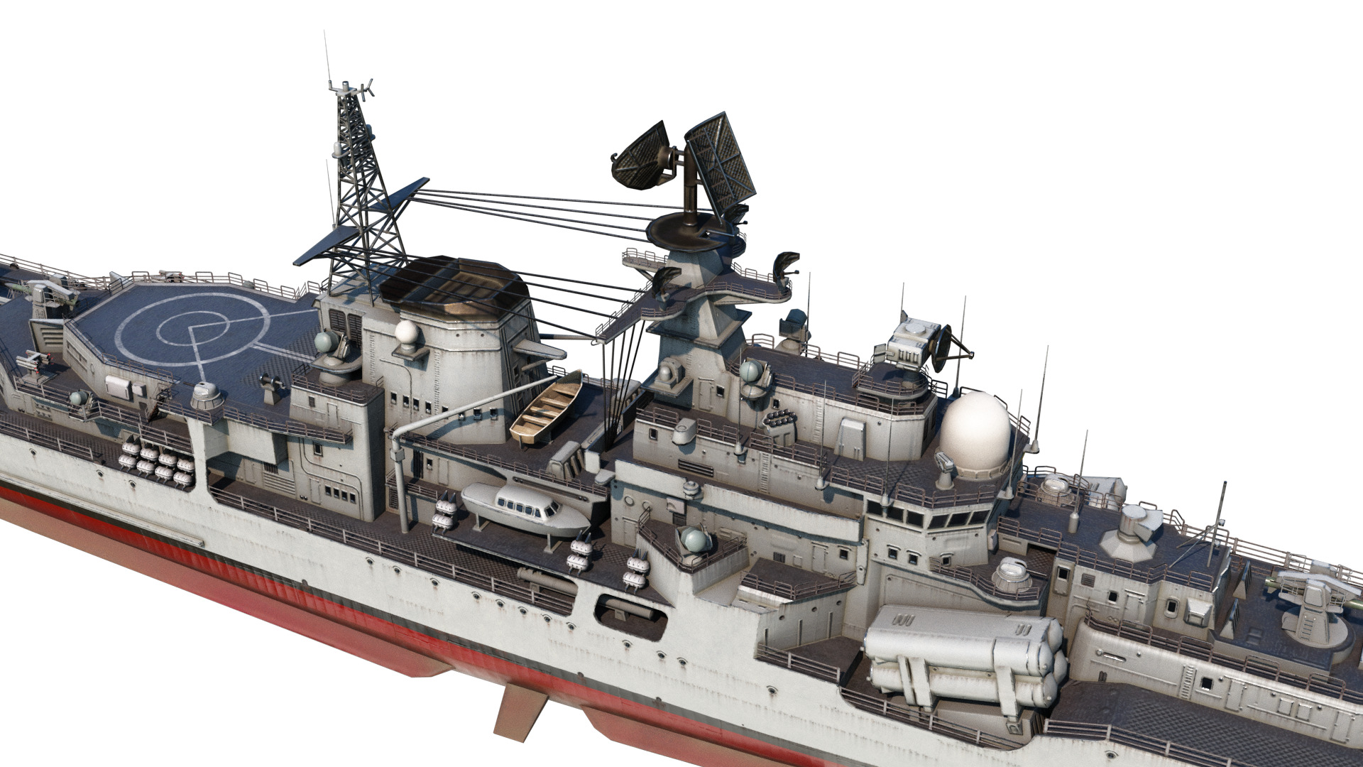 Hangzhou class destroyer DDG136 956EM Sovremenny class destroyer Low-poly 3D model_10