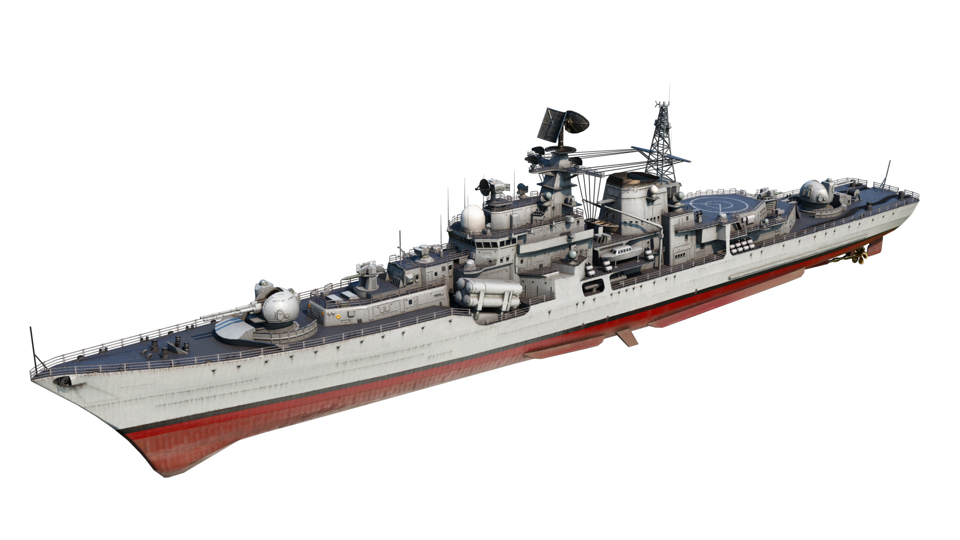 Hangzhou class destroyer DDG136 956EM Sovremenny class destroyer Low-poly 3D model_3