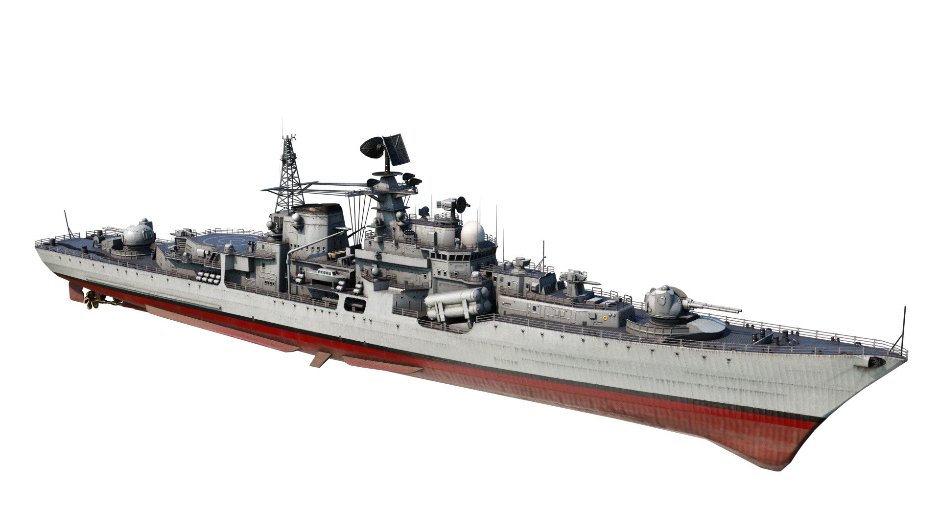 Hangzhou class destroyer DDG136 956EM Sovremenny class destroyer Low-poly 3D model_1