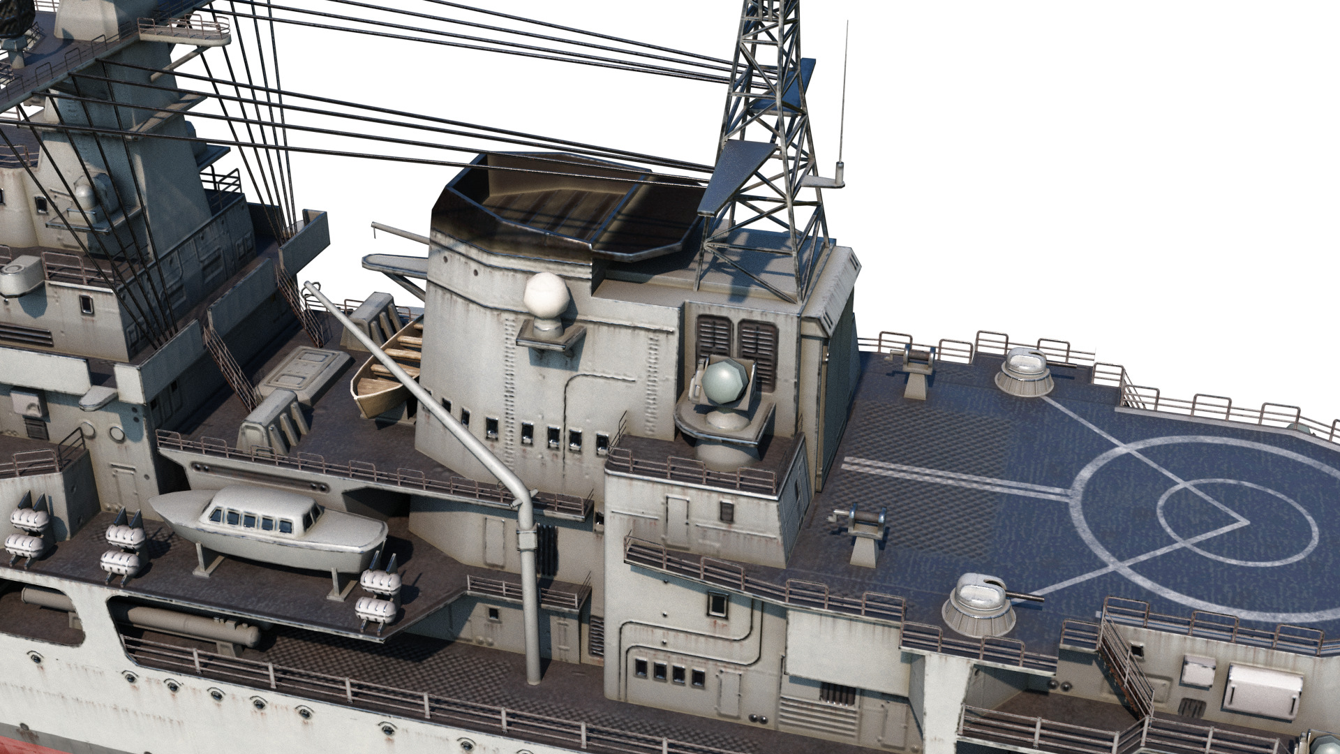 Hangzhou class destroyer DDG136 956EM Sovremenny class destroyer Low-poly 3D model_7