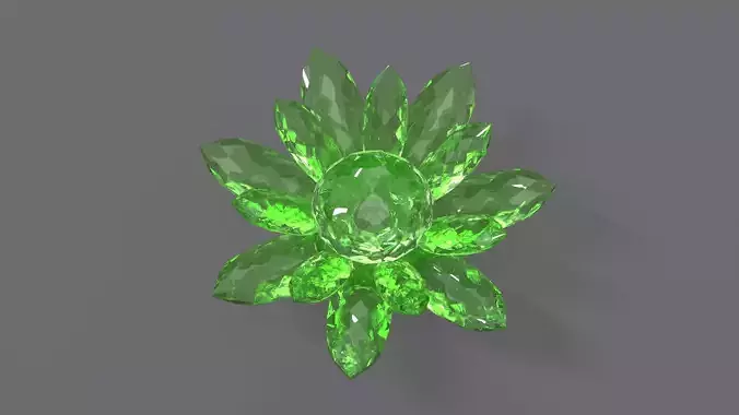 Glass Flower Showpiece Green