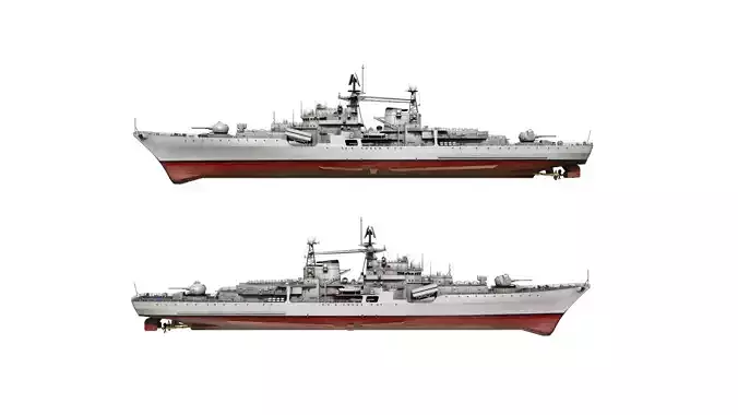 The modified Hangzhou ship DDG136 956EM Sovremenny-class Low-poly 3D model