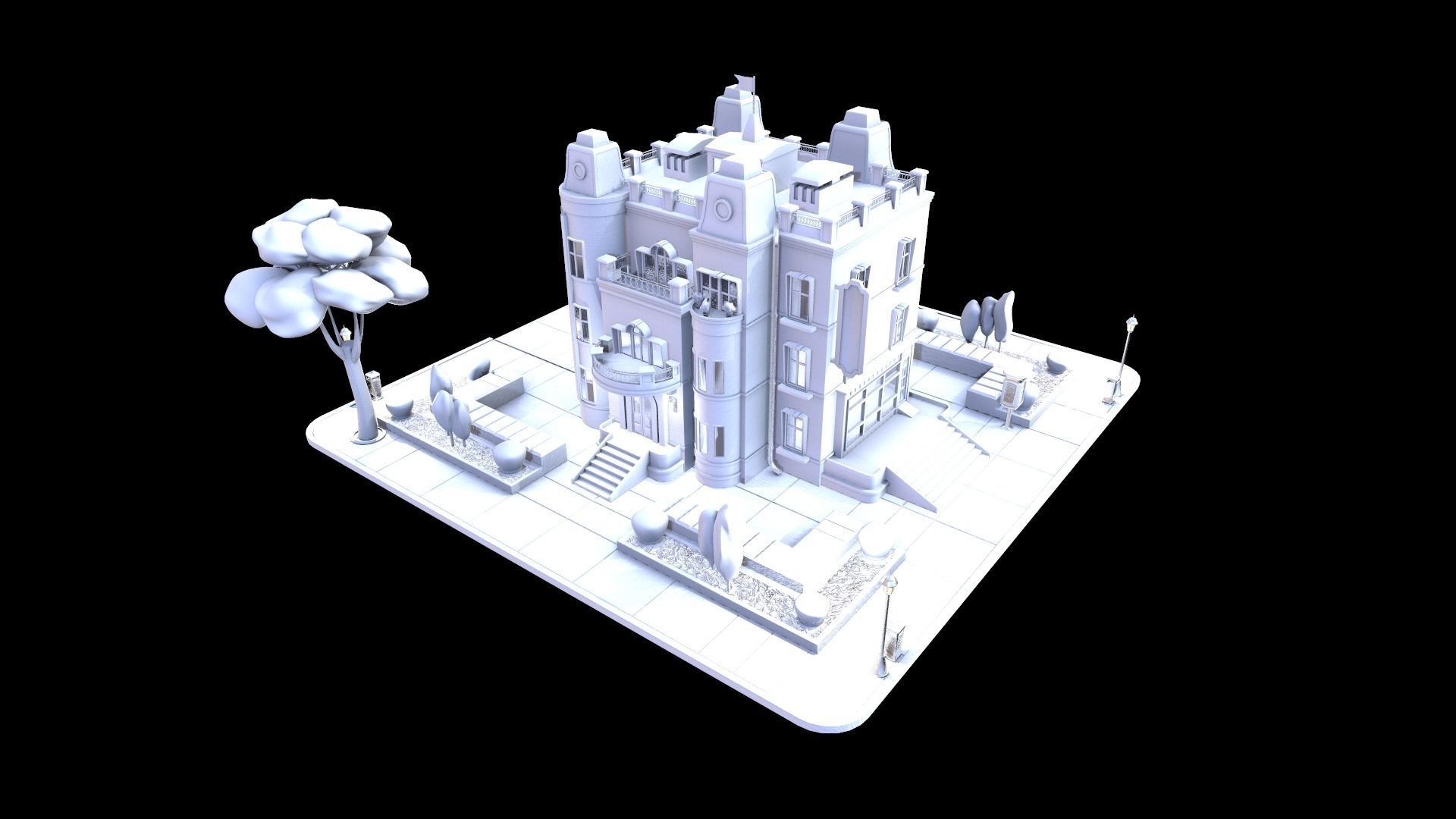 STYLIZED BUILDINGS PACK 3D model_6