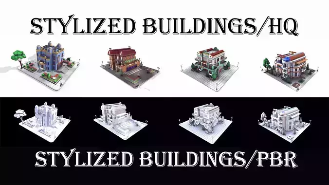 STYLIZED BUILDINGS PACK 3D model