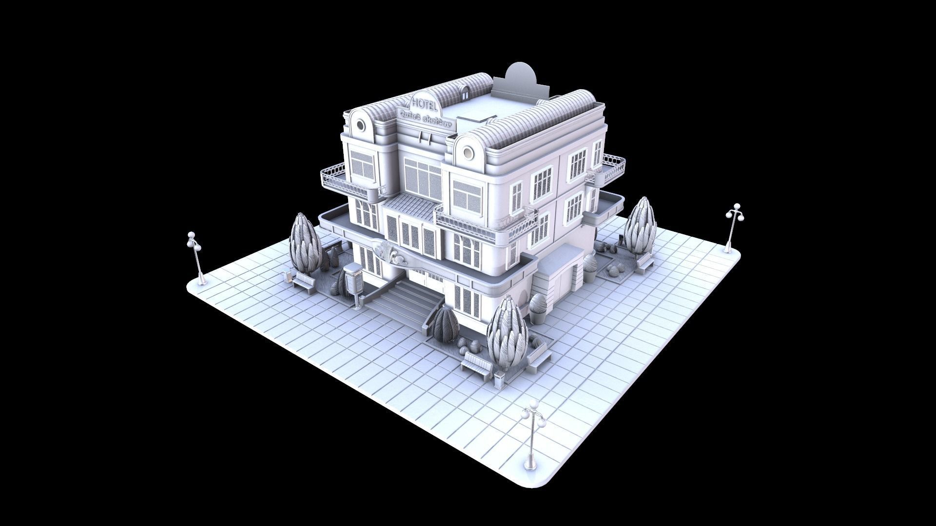 STYLIZED BUILDINGS PACK 3D model_10