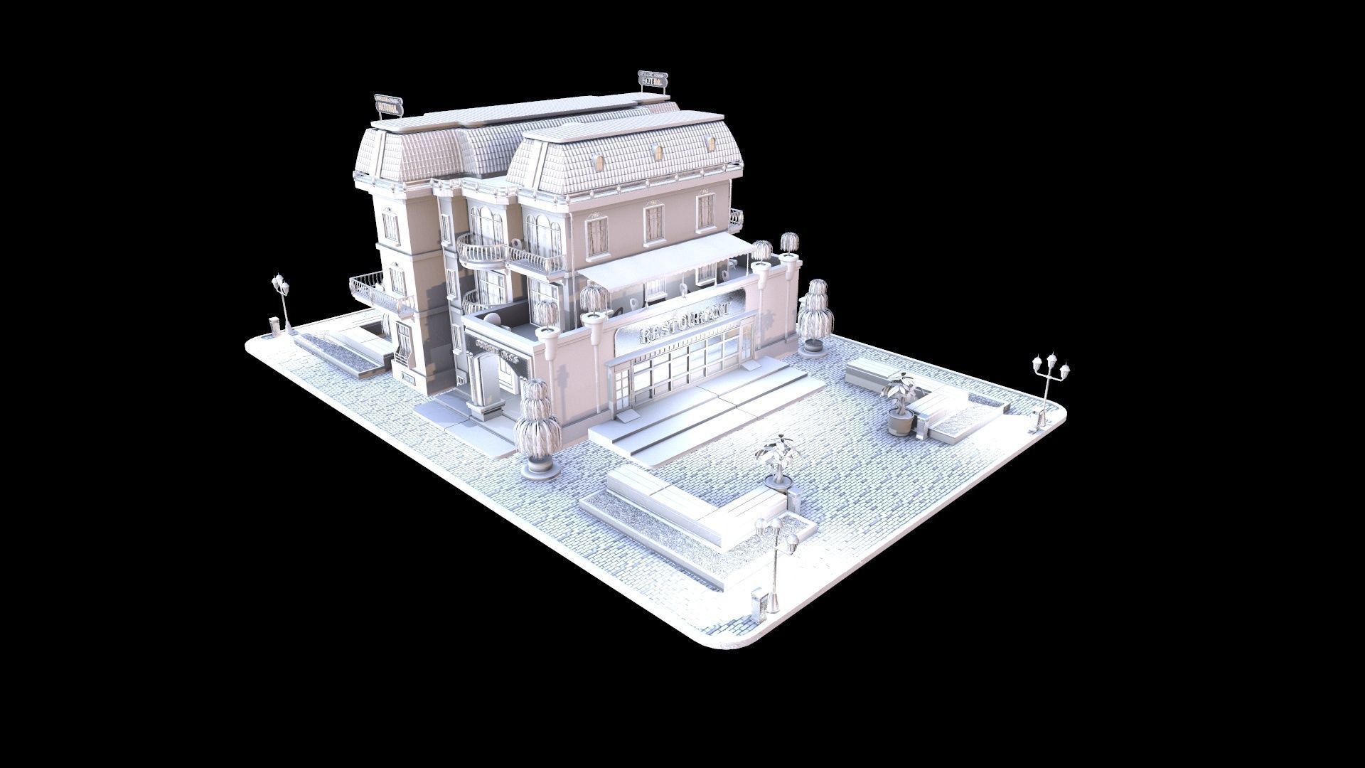 STYLIZED BUILDINGS PACK 3D model_8