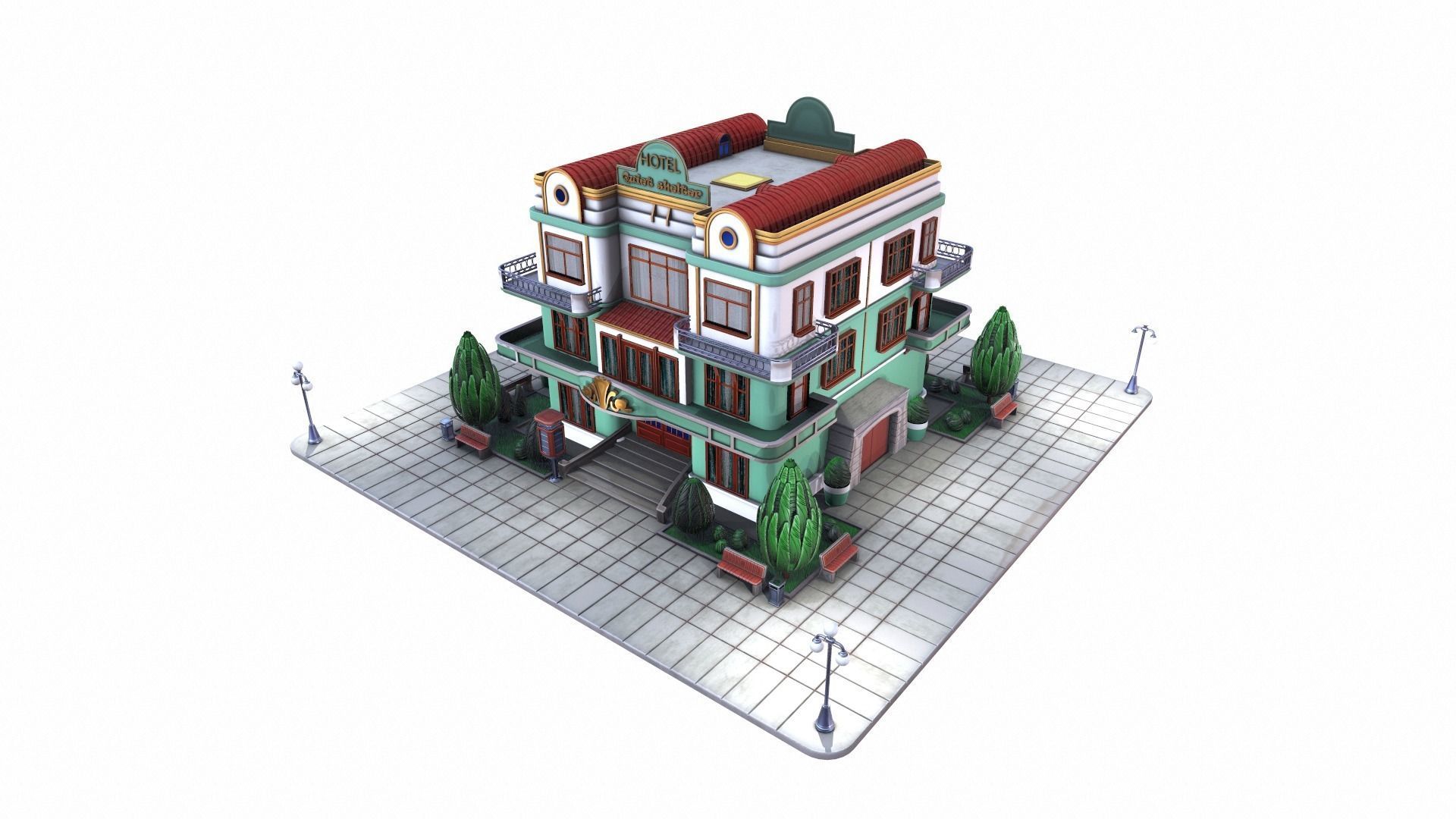 STYLIZED BUILDINGS PACK 3D model_9