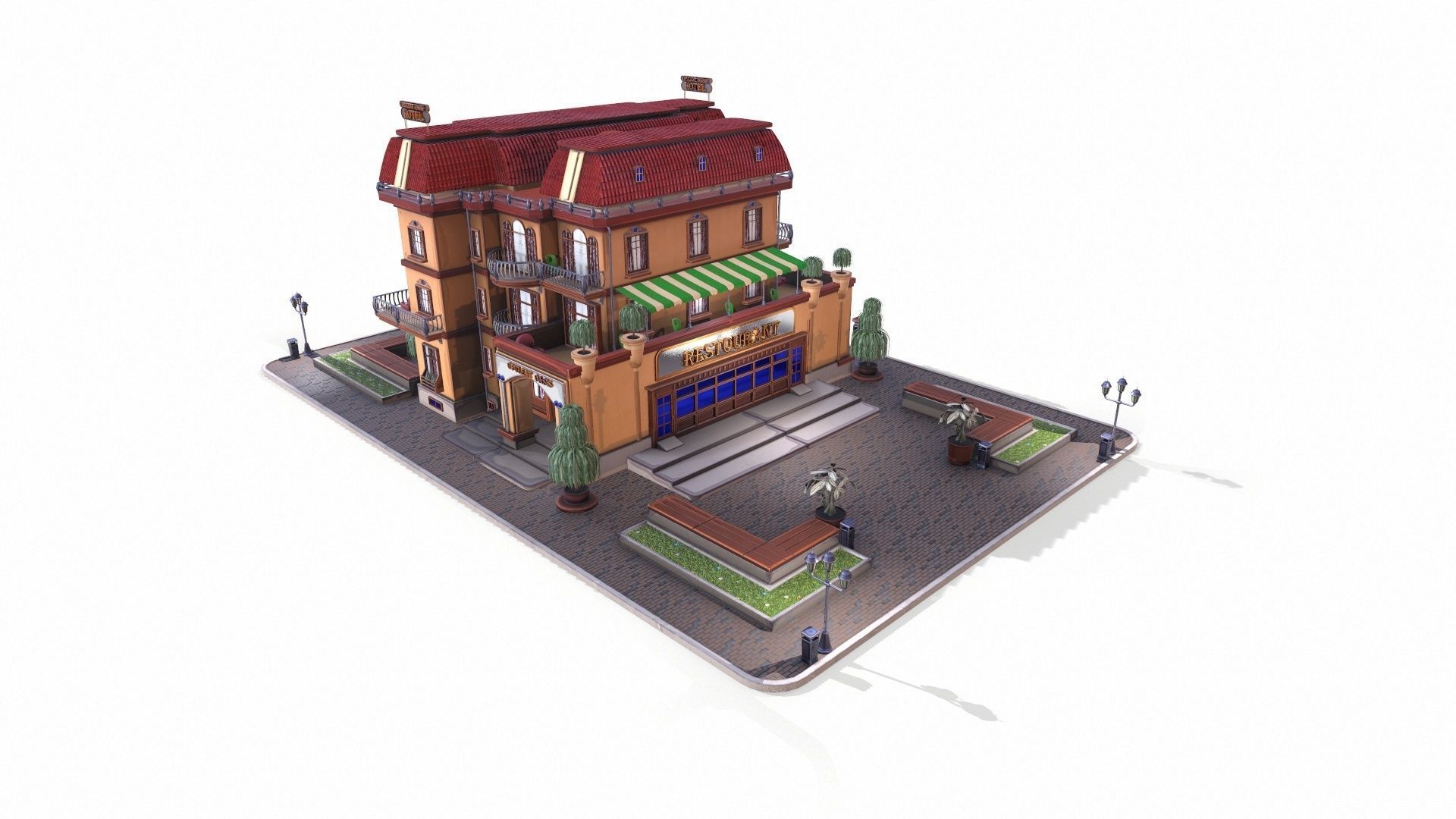 STYLIZED BUILDINGS PACK 3D model_7