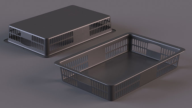 Plastic Basket Black 3D model 4