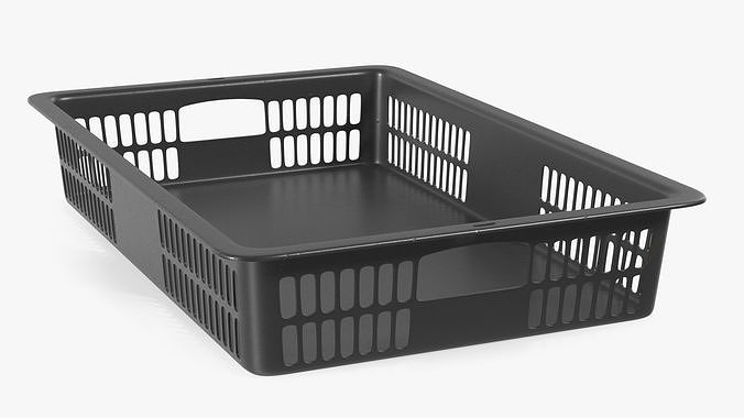 Plastic Basket Black 3D model 7