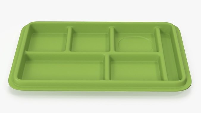 Compartment Meal Tray Green 3D model 7