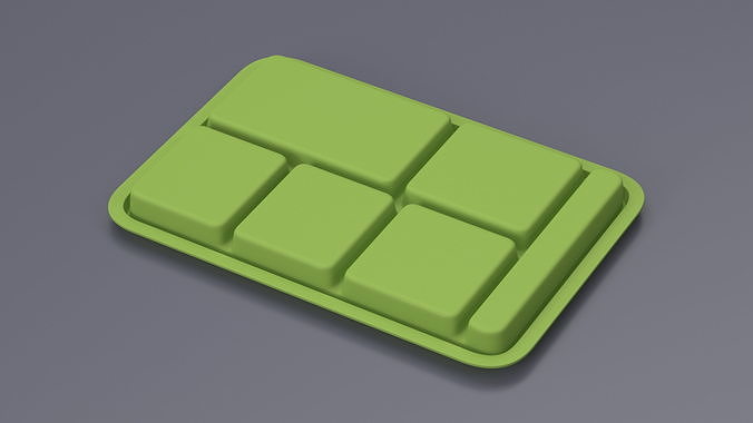 Compartment Meal Tray Green 3D model 5