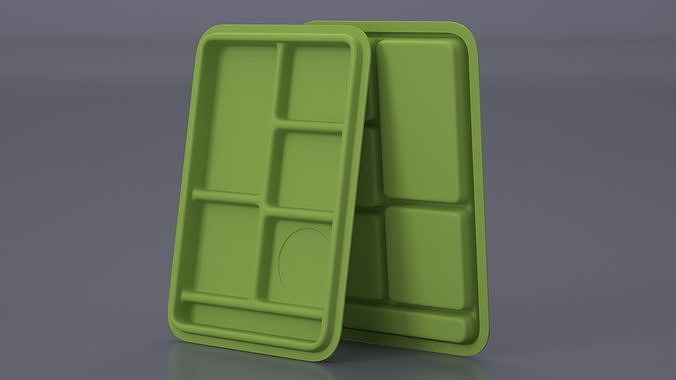 Compartment Meal Tray Green 3D model 6