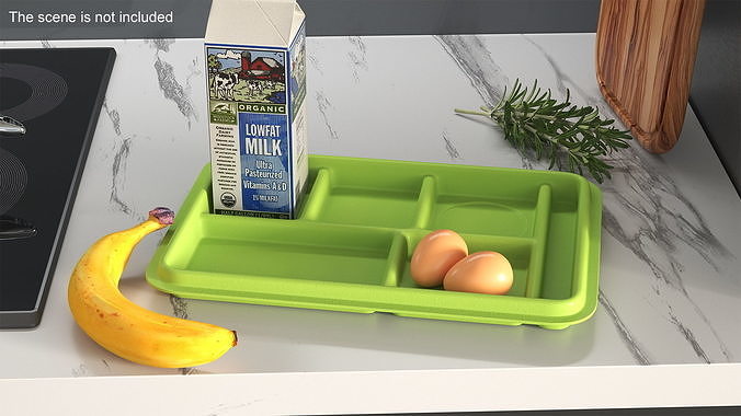 Compartment Meal Tray Green 3D model 3