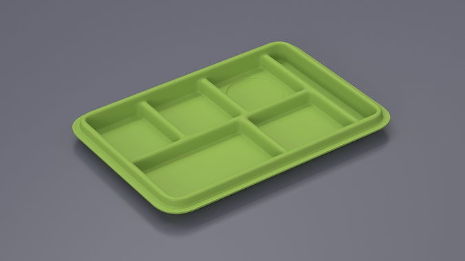 Compartment Meal Tray Green 3D model 4