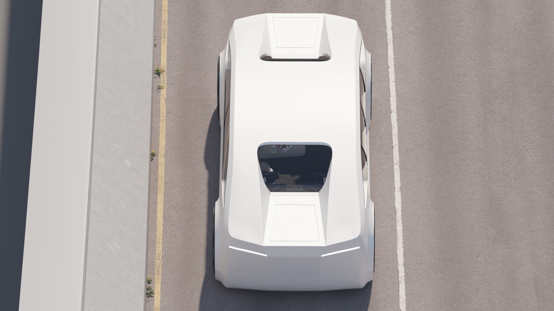 Self-driving car concept 3D with interior white 3D model_12