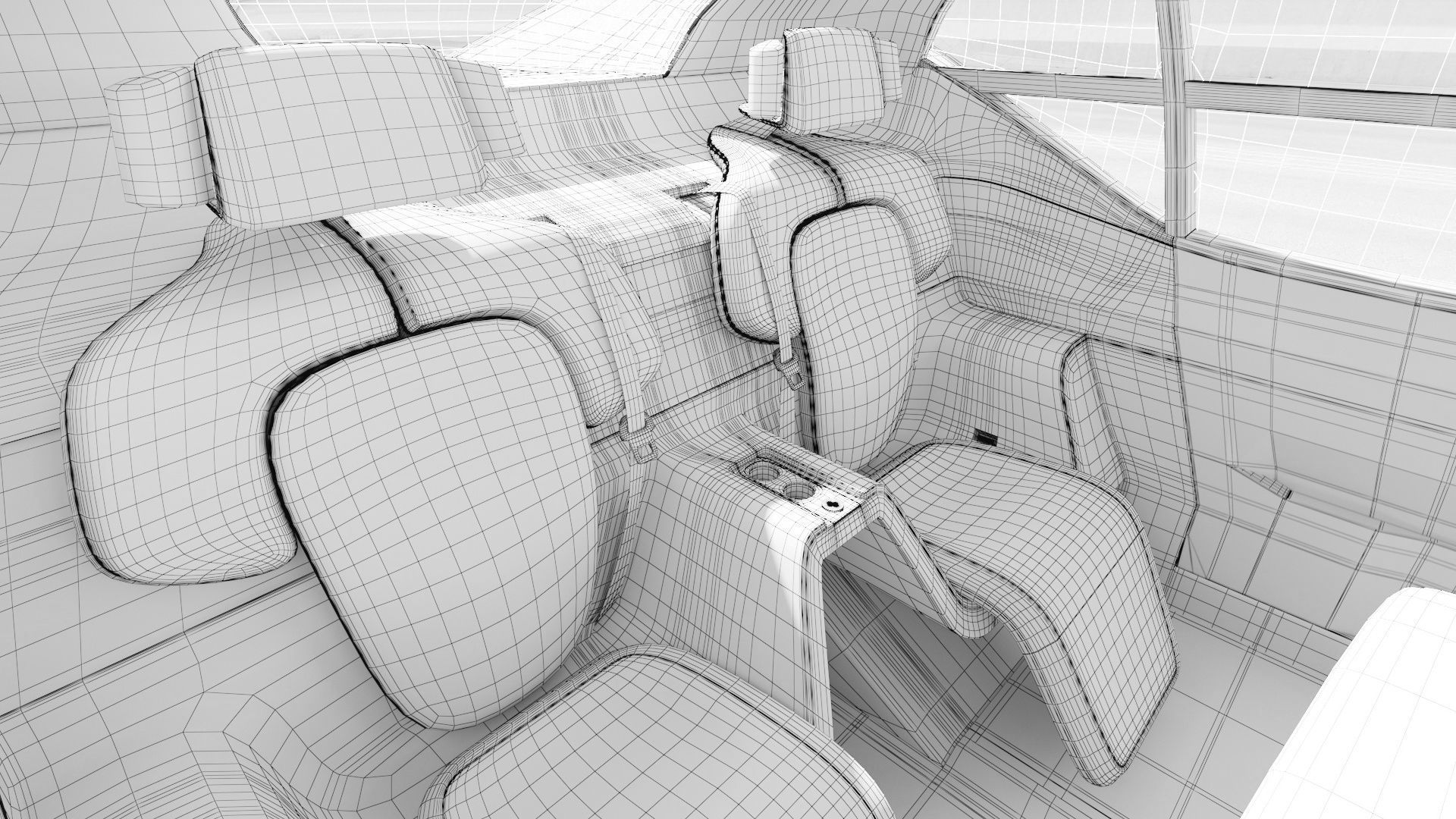 Self-driving car concept 3D with interior white 3D model_26