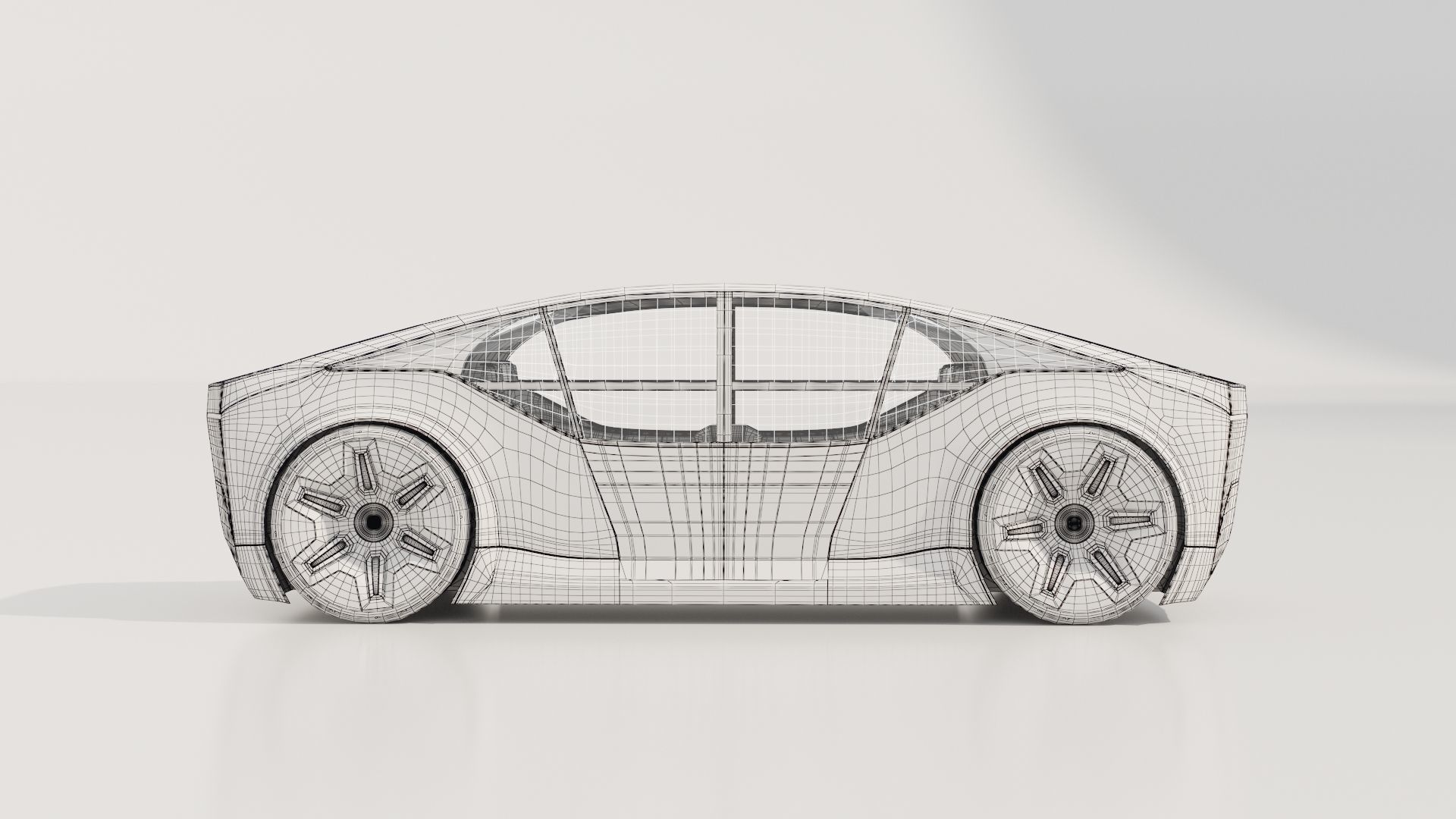 Self-driving car concept 3D with interior white 3D model_6