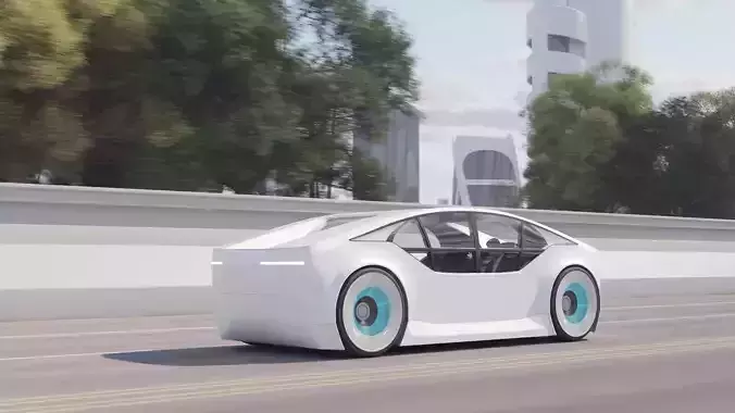 Self-driving car concept 3D with interior white 3D model