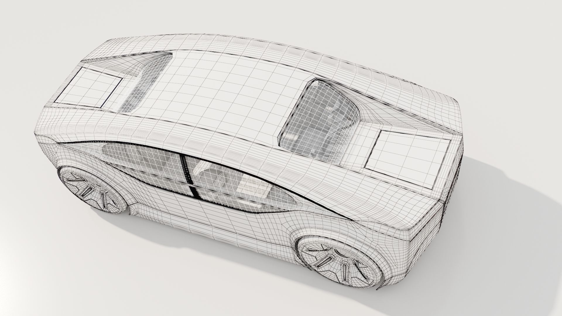 Self-driving car concept 3D with interior white 3D model_8
