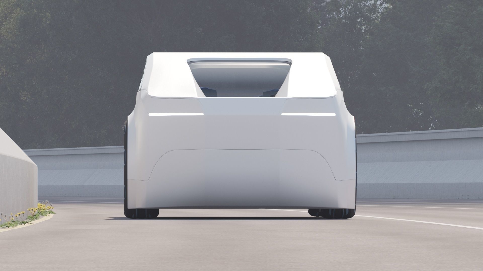 Self-driving car concept 3D with interior white 3D model_9