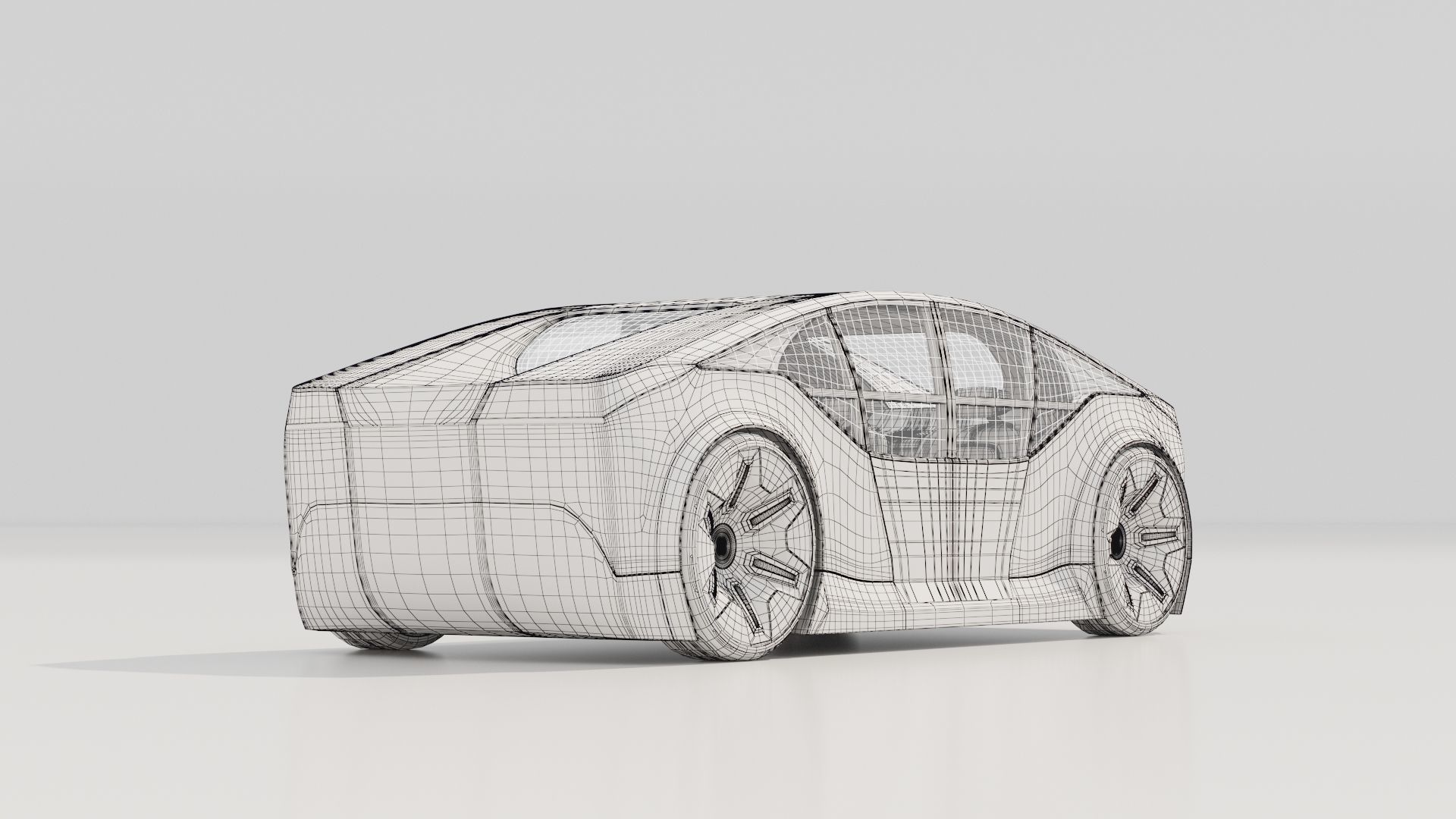 Self-driving car concept 3D with interior white 3D model_4