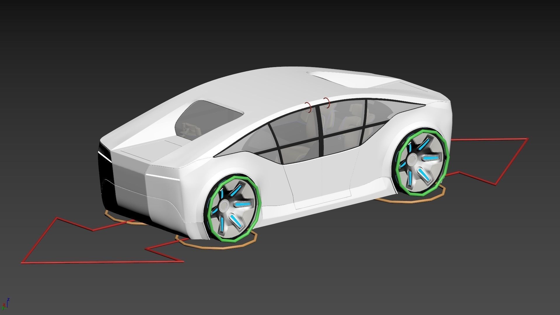 Self-driving car concept 3D with interior white 3D model_30