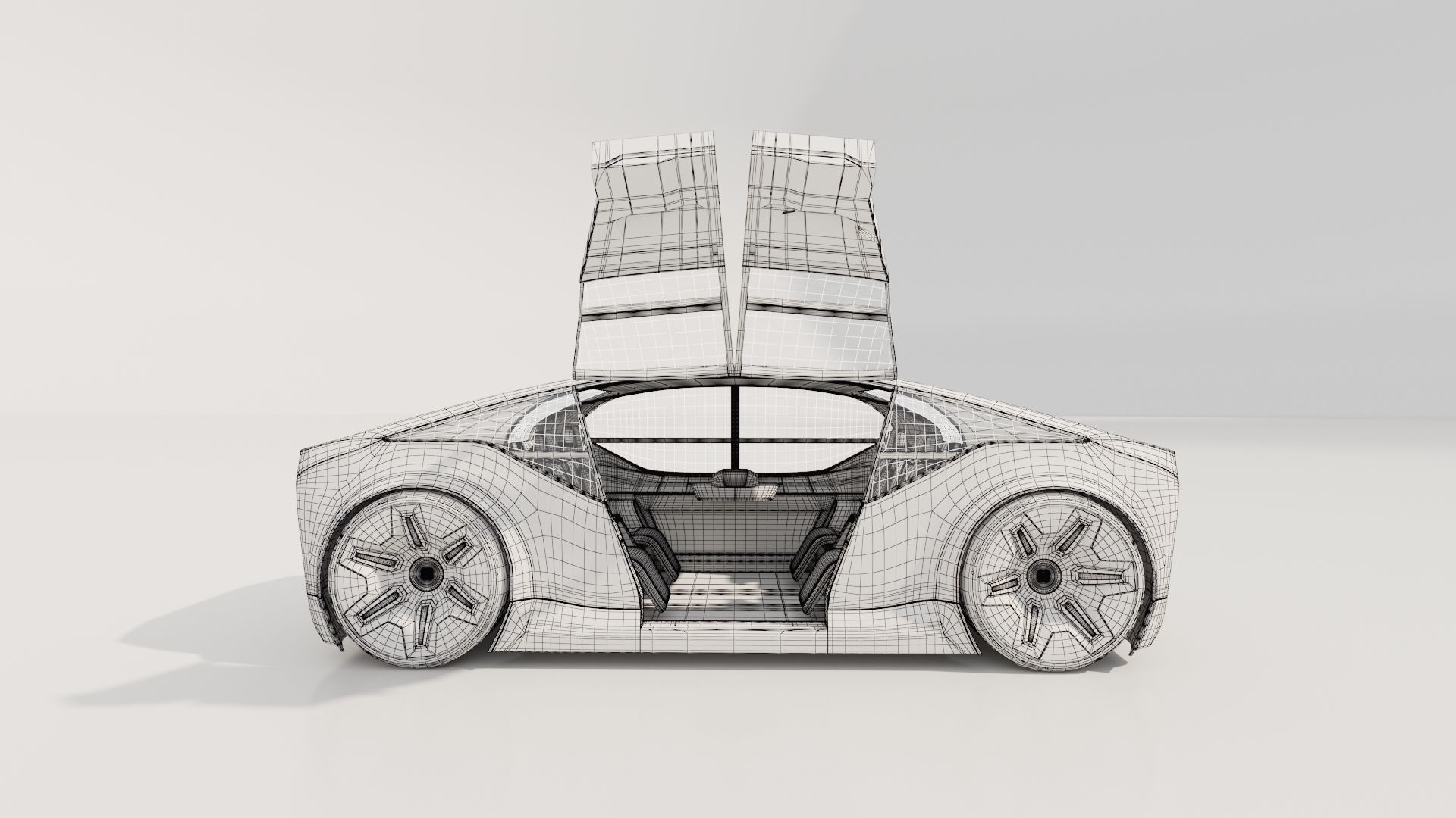 Self-driving car concept 3D with interior white 3D model_15