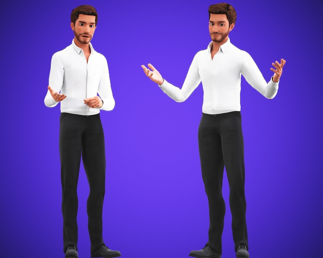 Game Stylized Cartoon Man 3d Model Low-poly 3D model_1