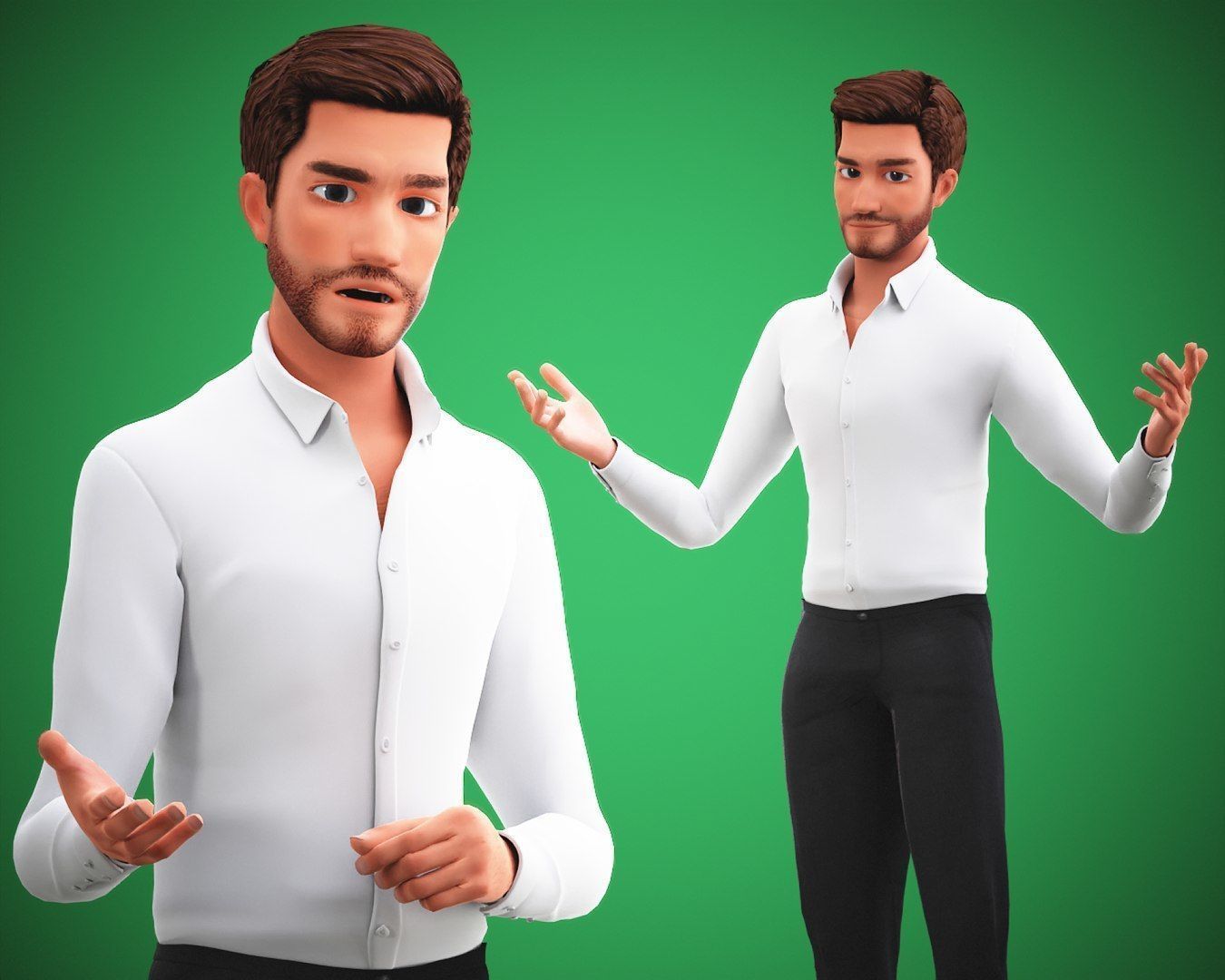Game Stylized Cartoon Man 3d Model Low-poly 3D model_11