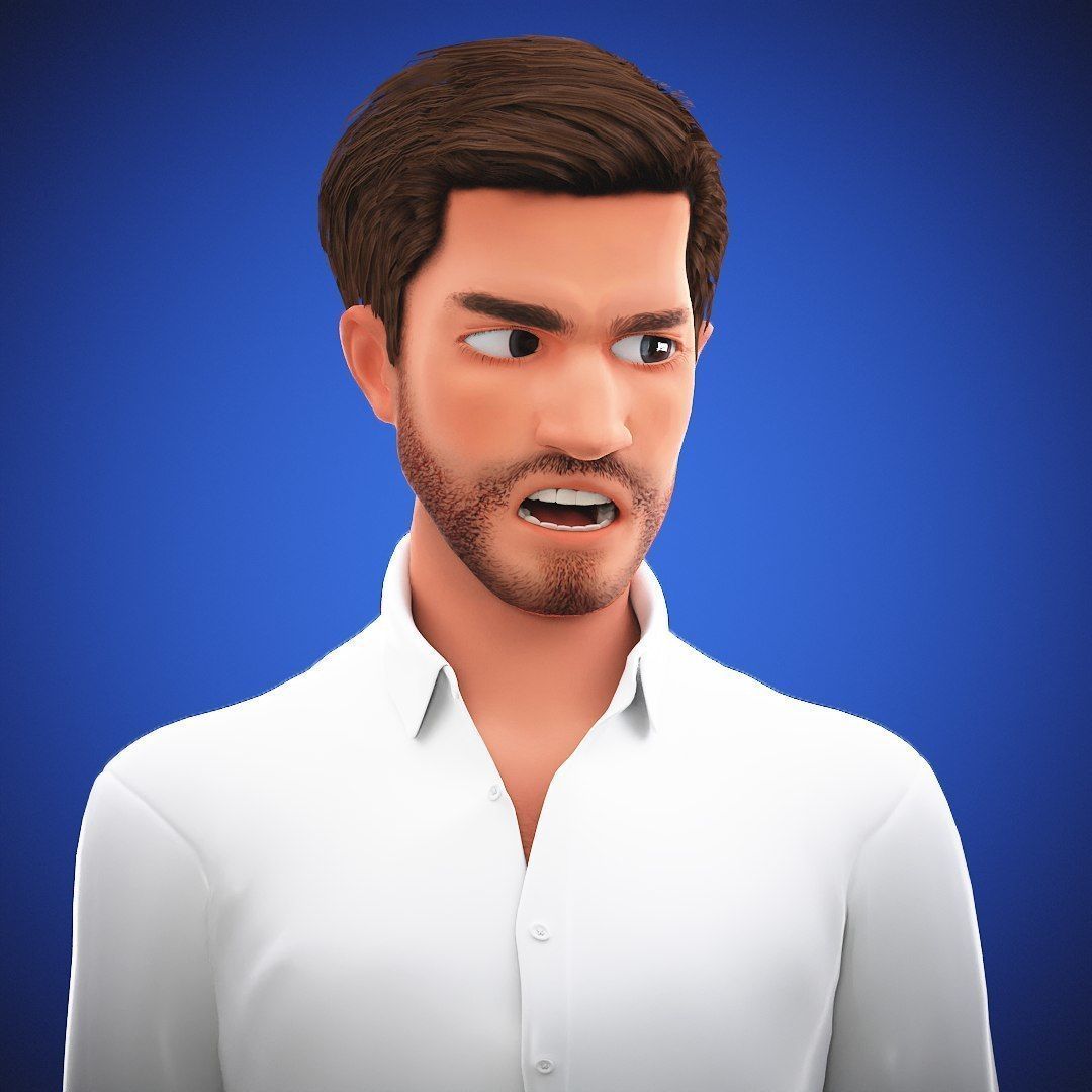 Game Stylized Cartoon Man 3d Model Low-poly 3D model_6