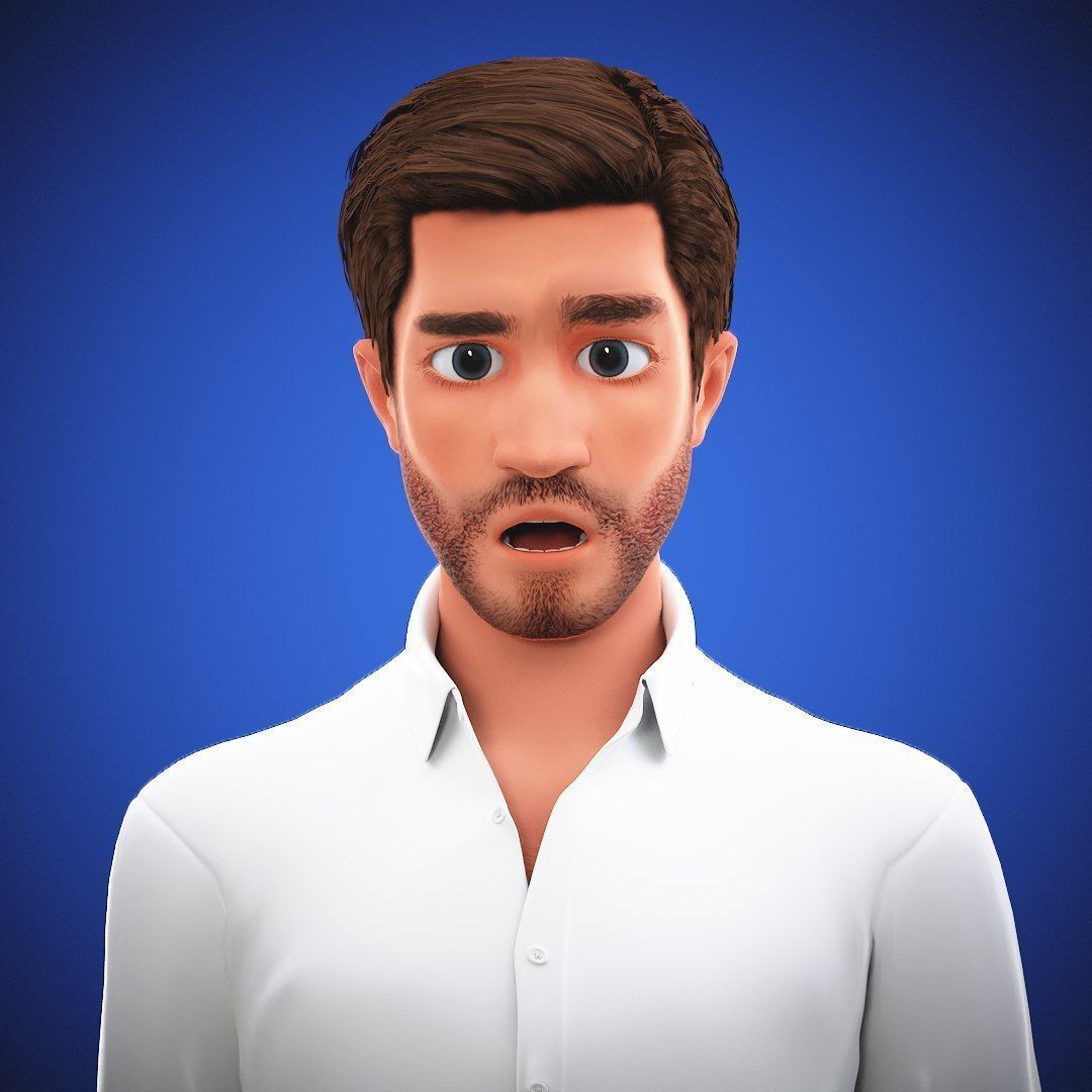 Game Stylized Cartoon Man 3d Model Low-poly 3D model_5