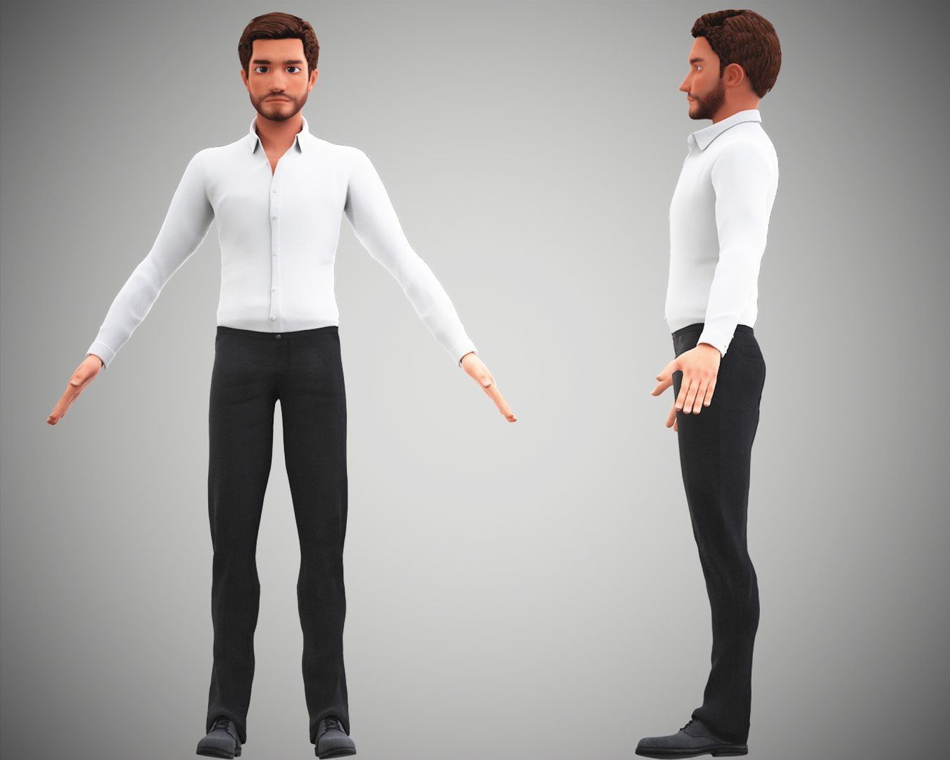 Game Stylized Cartoon Man 3d Model Low-poly 3D model_16