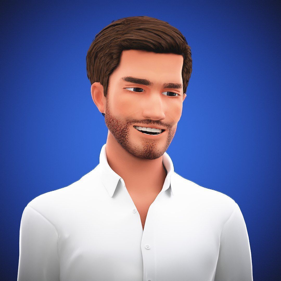 Game Stylized Cartoon Man 3d Model Low-poly 3D model_7