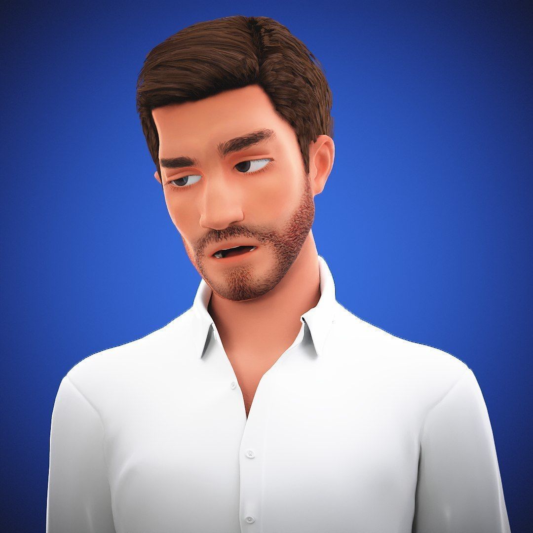 Game Stylized Cartoon Man 3d Model Low-poly 3D model_8