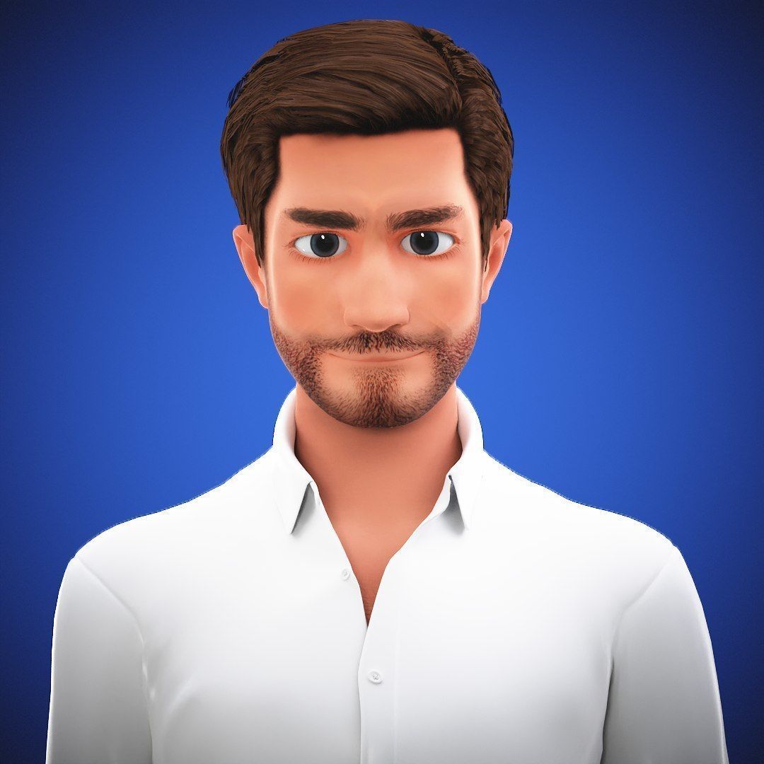 Game Stylized Cartoon Man 3d Model Low-poly 3D model_3