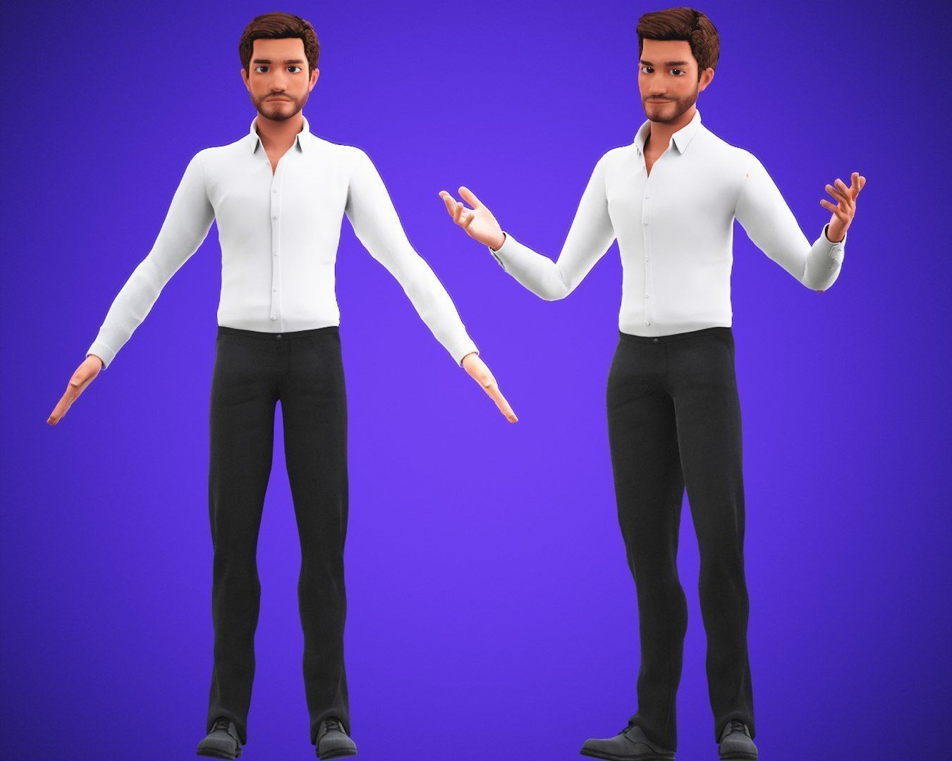 Game Stylized Cartoon Man 3d Model Low-poly 3D model_2