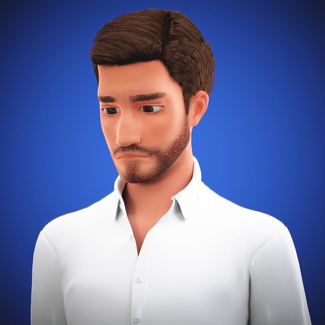 Game Stylized Cartoon Man 3d Model Low-poly 3D model_4