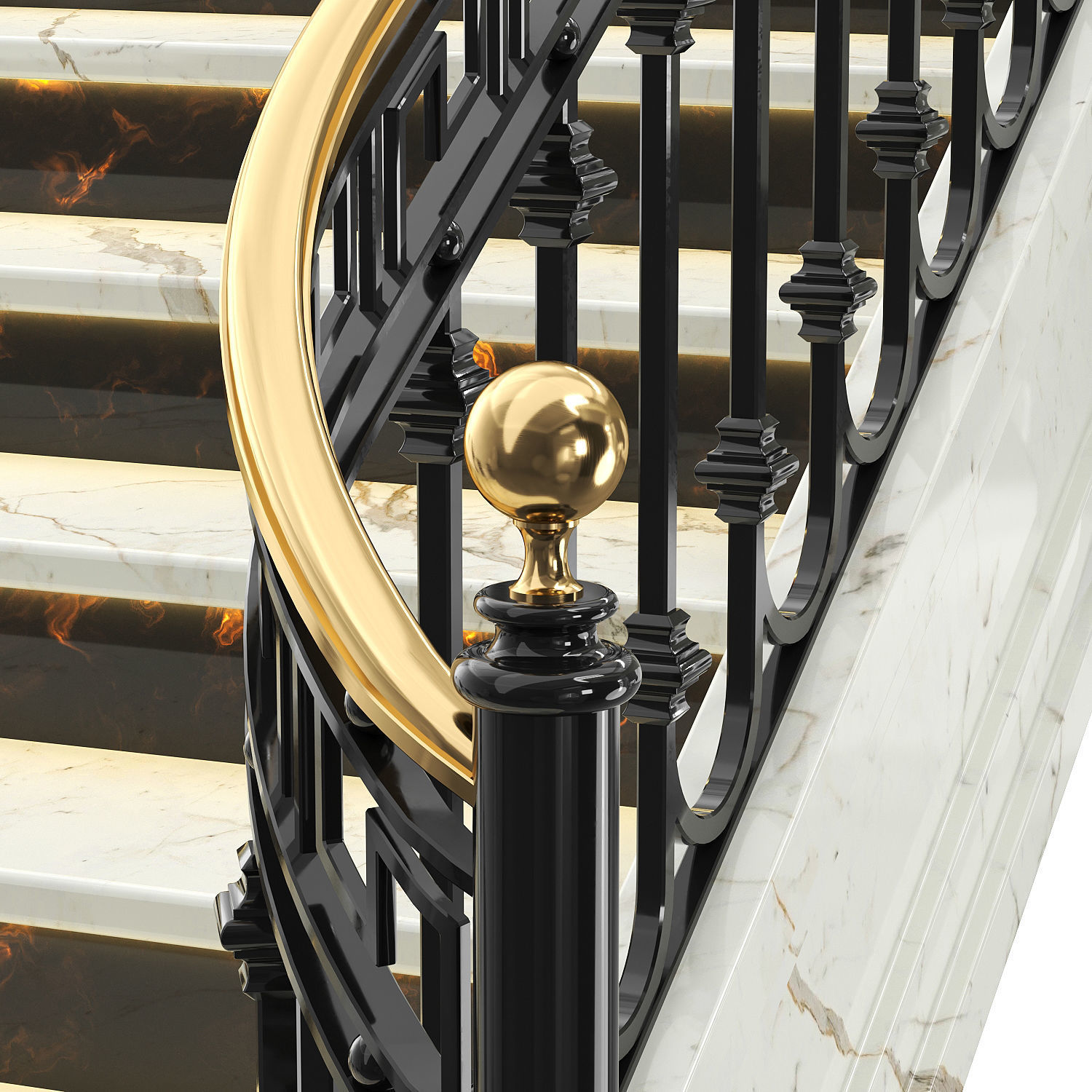 Neoclassical spiral staircase 3 3D model_2