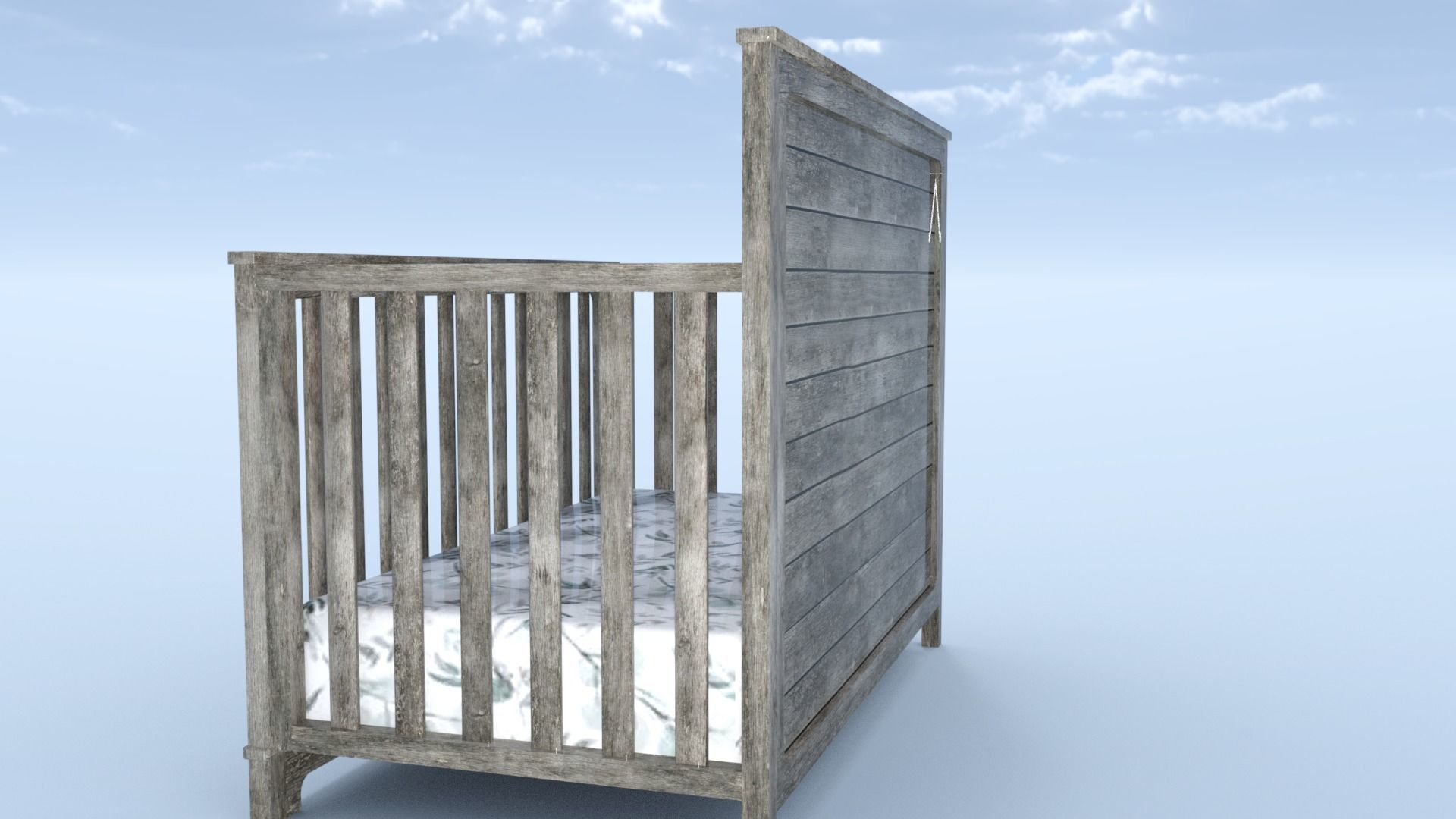 Baby Crib Low-poly 3D model_4